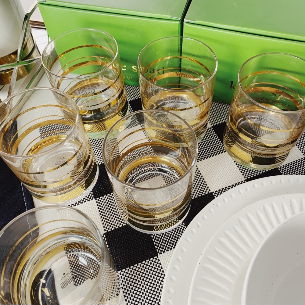 6 pcs Kate Spade  Hampton  Street  gold glass